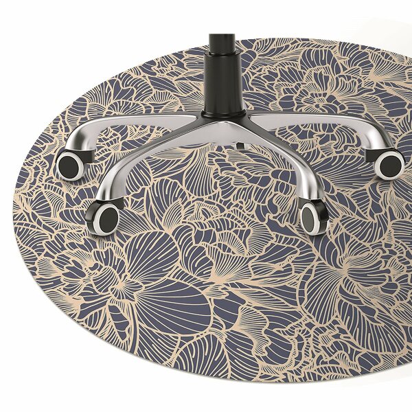 Office chair mat blue flower