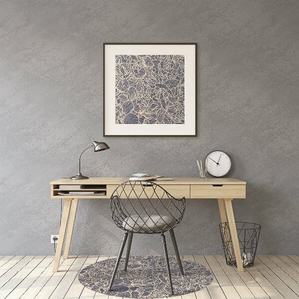 Office chair mat blue flower