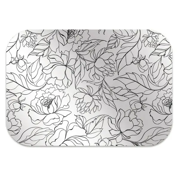 Office chair floor protector peony flowers