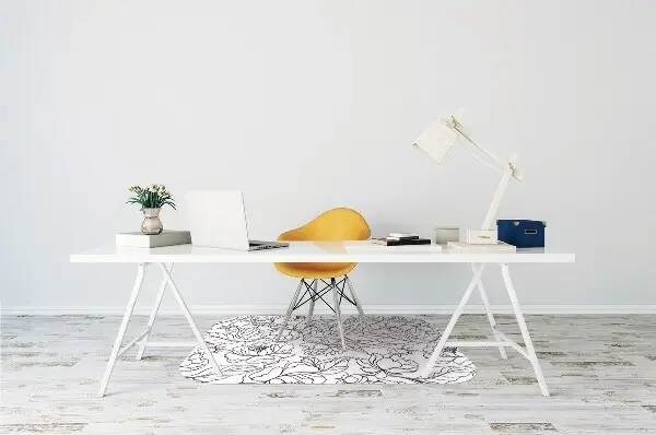 Office chair floor protector peony flowers