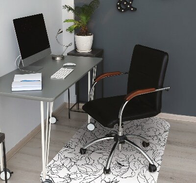 Office chair floor protector peony flowers