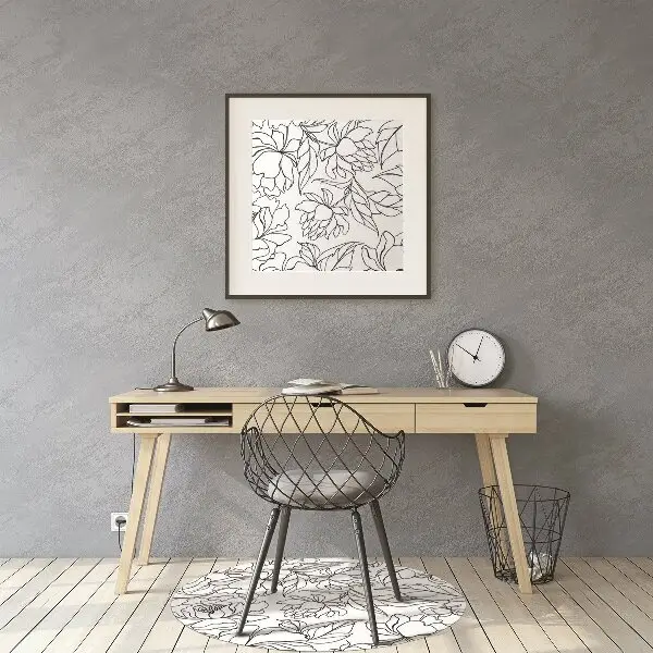 Office chair floor protector peony flowers