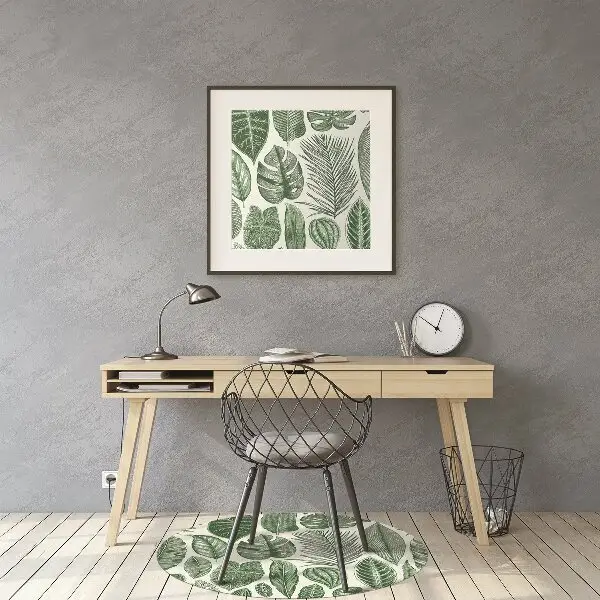 Office chair floor protector palm leaves