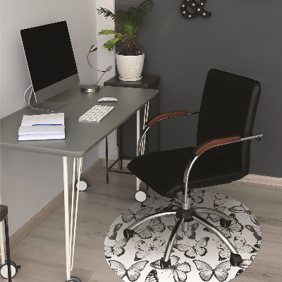 Office chair floor protector Black and white butterfly