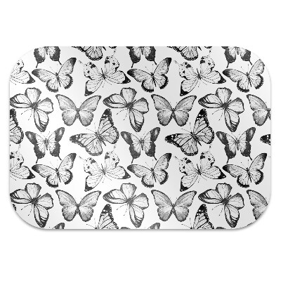 Office chair floor protector Black and white butterfly