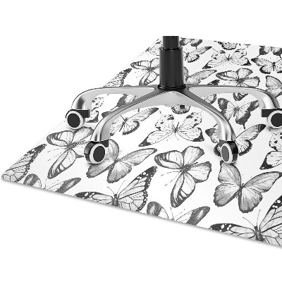 Office chair floor protector Black and white butterfly