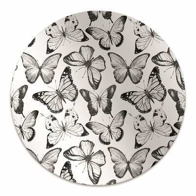 Office chair floor protector Black and white butterfly