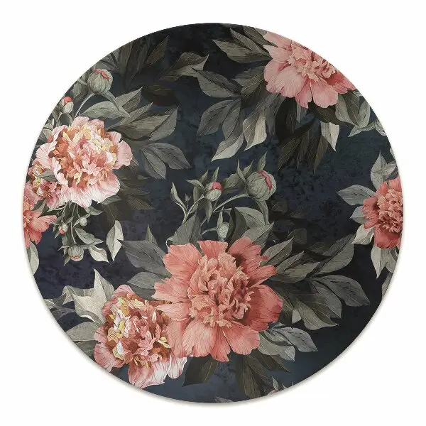 Chair mat floor panels protector red peonies
