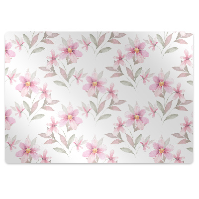 Desk chair mat pink flowers