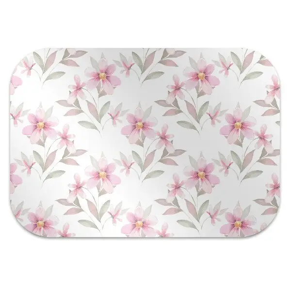 Desk chair mat pink flowers