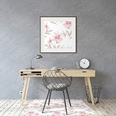 Desk chair mat pink flowers