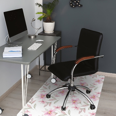 Desk chair mat pink flowers