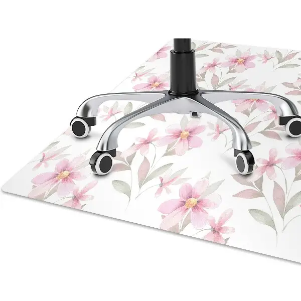 Desk chair mat pink flowers
