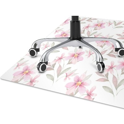 Desk chair mat pink flowers