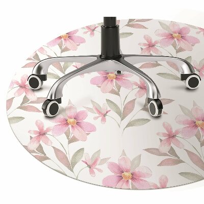 Desk chair mat pink flowers