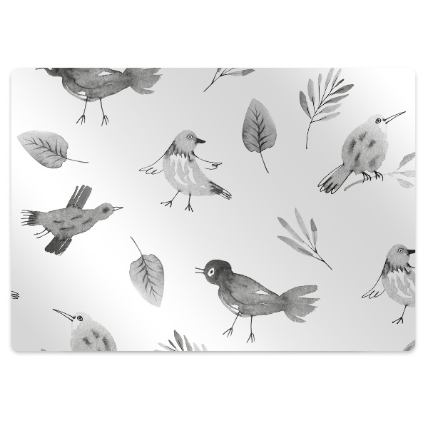 Office chair floor protector drawn birds