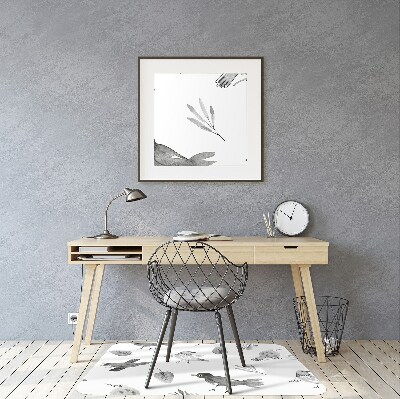 Office chair floor protector drawn birds