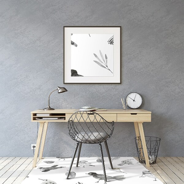 Office chair floor protector drawn birds