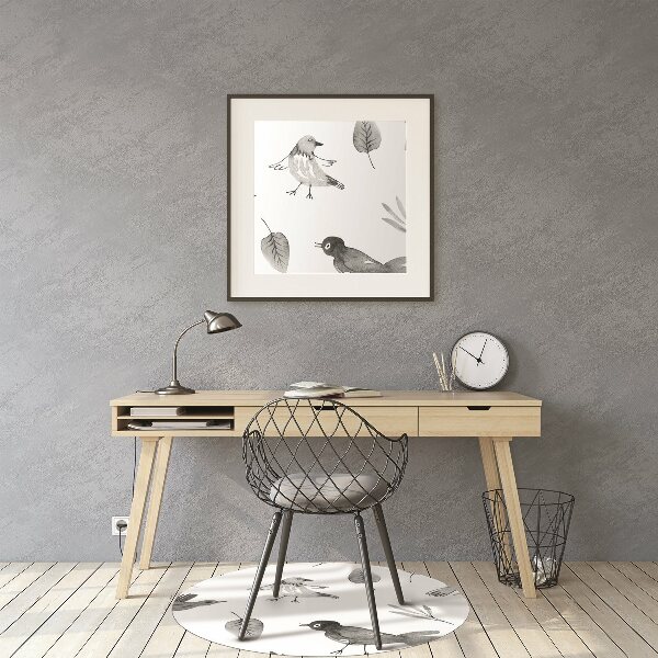 Office chair floor protector drawn birds