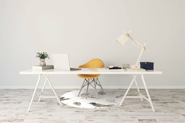 Office chair floor protector drawn birds