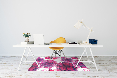 Desk chair mat Red roses