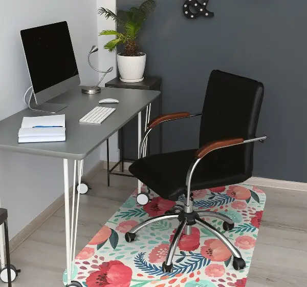 Desk chair mat Red poppies