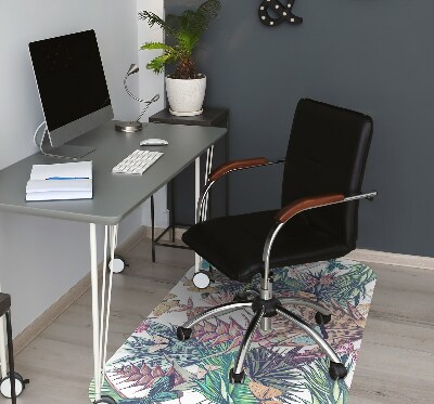 Office chair mat Flowers and butterflies