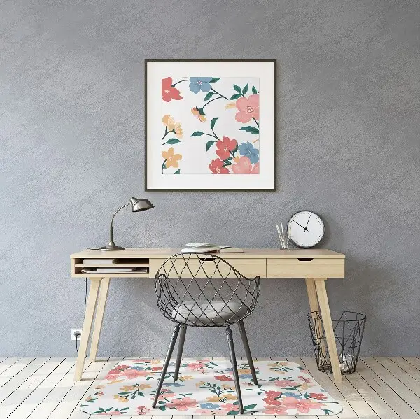 Office chair mat colorful flowers
