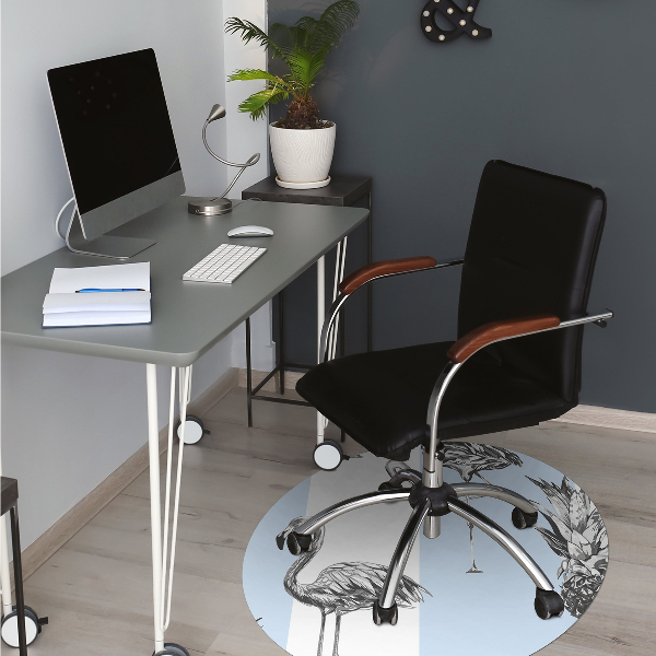 Chair mat floor panels protector Flaming and pineapple