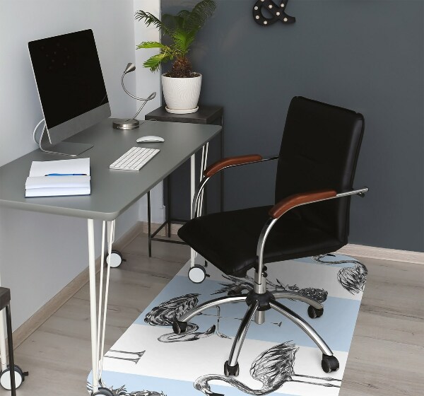 Chair mat floor panels protector Flaming and pineapple