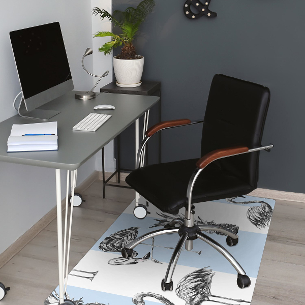 Chair mat floor panels protector Flaming and pineapple