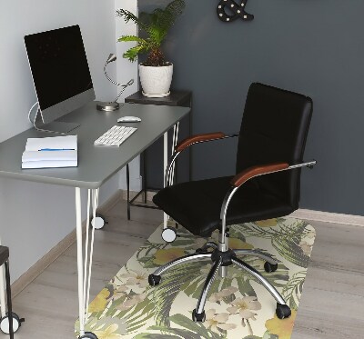 Office chair mat Tropical leaves and flowers