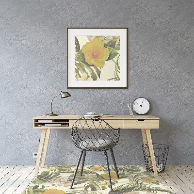 Office chair mat Tropical leaves and flowers