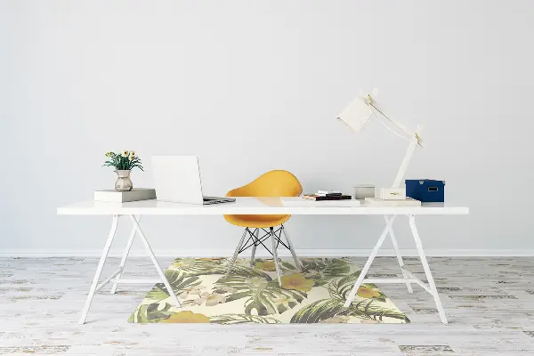 Office chair mat Tropical leaves and flowers