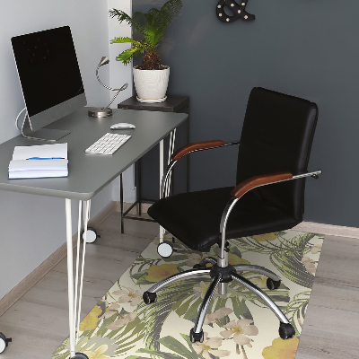 Office chair mat Tropical leaves and flowers