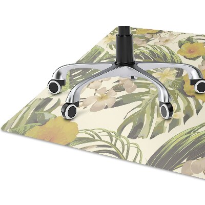 Office chair mat Tropical leaves and flowers