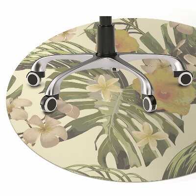 Office chair mat Tropical leaves and flowers