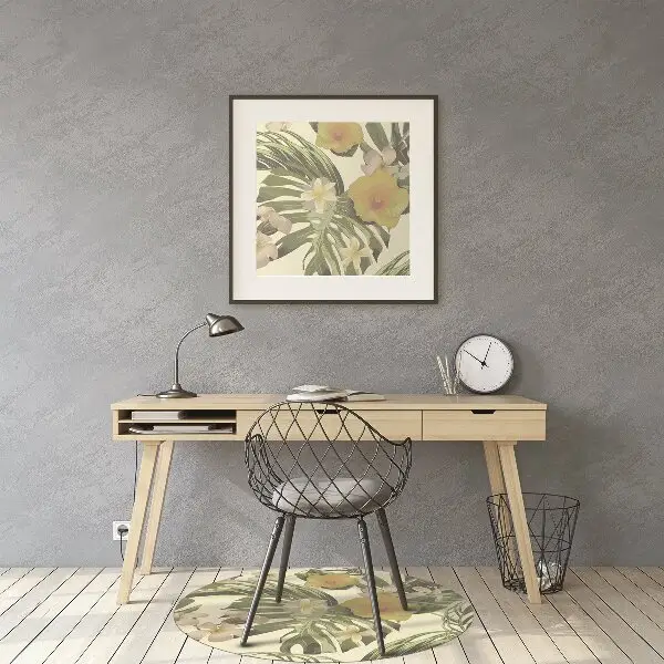 Office chair mat Tropical leaves and flowers
