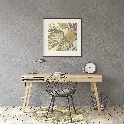 Office chair mat Tropical leaves and flowers