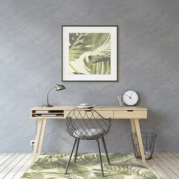 Office chair mat tropical leaves