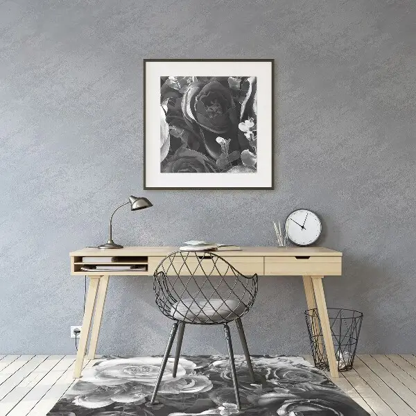 Office chair floor protector retro roses