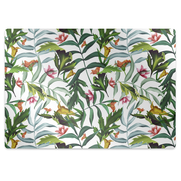 Chair mat floor panels protector Tropical flora