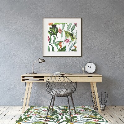 Chair mat floor panels protector Tropical flora