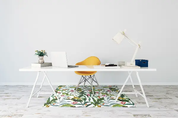 Chair mat floor panels protector Tropical flora