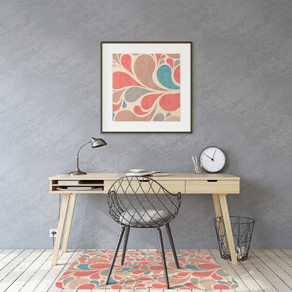 Office chair floor protector colorful teardrops