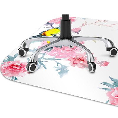 Office chair floor protector Birds and flowers