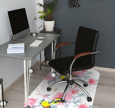 Office chair floor protector Birds and flowers