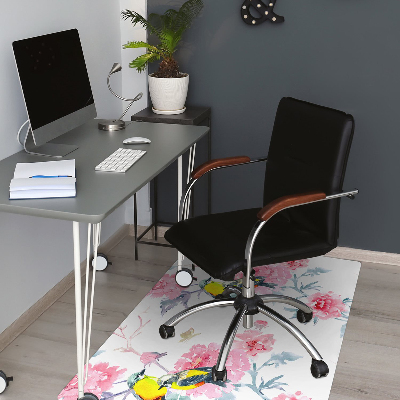 Office chair floor protector Birds and flowers