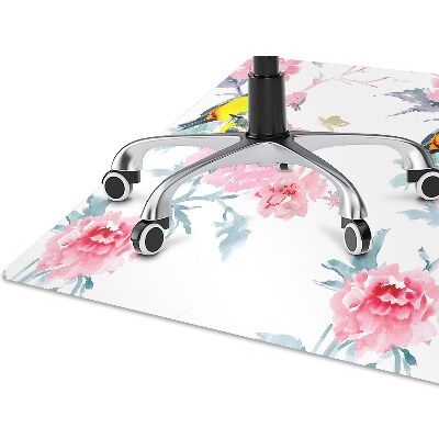 Office chair floor protector Birds and flowers