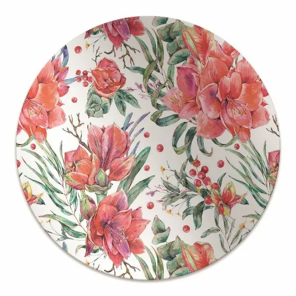 Office chair mat red flowers